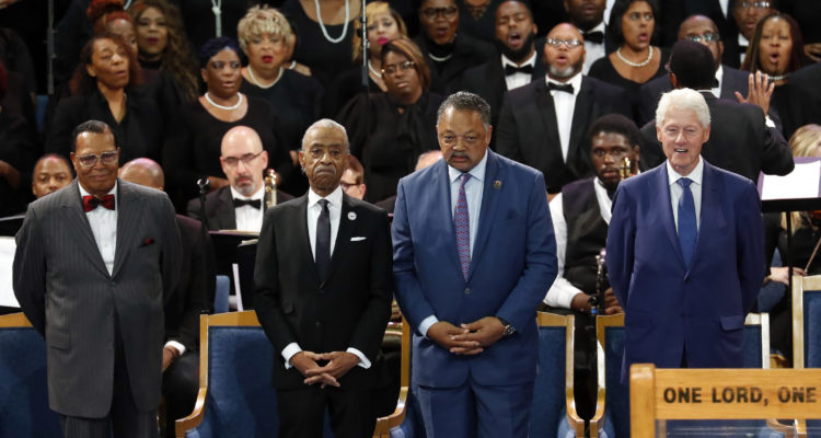 Jews shocked by Farrakhan’s prominence, near Bill Clinton, at celebrity’s funeral
