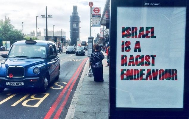 London bus stops defaced with ‘Israel is a Racist Endeavour’ posters