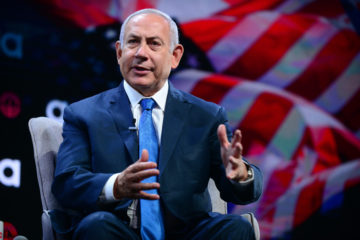 Prime Minister Benjamin Netanyahu at JFN's annual General Assembly. (Tomer Neuberg/Flash90)