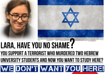 Poster directed at Lara Alqasem. (Im Tirtzu/Twitter)