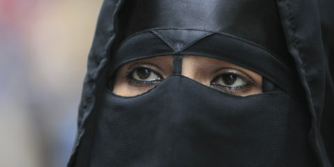Egypt candidate Baheya Mohammed in a niqab Islamic face veil. (AP Photo/Amr Nabil)