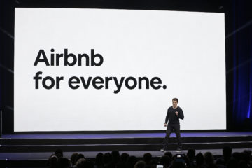 Airbnb co-founder and CEO Brian Chesky at an event protesting fines for short-term rentals. (AP Photo/Eric Risberg, File)