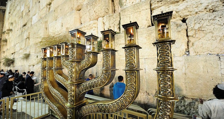 Giant menorah set for Chanukah lighting at Western Wall