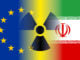 EU Iran flags, nuclear sign