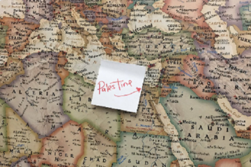 Map replacing Israel with Palestine in Rashida Tlaib's office. (Twitter)