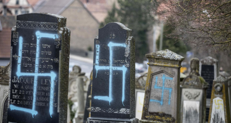 80 tombstones vandalized in Jewish cemetery in France