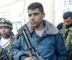 Zakaria Zubeidi, center, leader of Palestinian terror group Al Aqsa Martyrs Brigade. (Nasser Ishtayeh/Flash90)