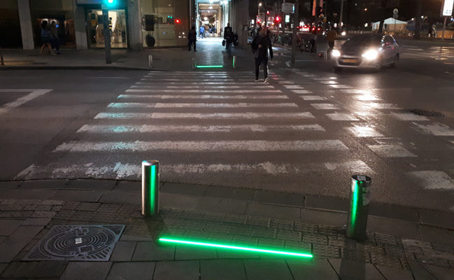 Tel Aviv light strips save cell phone users from entering traffic