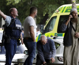 The aftermath of a mass shooting at New Zealand mosques. (AP Photo/Mark Baker)