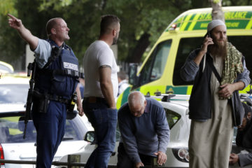The aftermath of a mass shooting at New Zealand mosques. (AP Photo/Mark Baker)