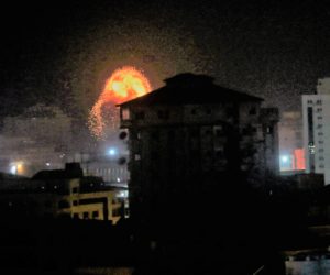 An Israeli airstrikes on Gaza City, early Friday, Friday, March 15, 2019. (AP Photo/Adel Hana)