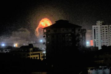 An Israeli airstrikes on Gaza City, early Friday, Friday, March 15, 2019. (AP Photo/Adel Hana)