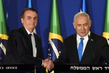 Brazilian President Jair Bolsonaro and Israeli Prime Minister Benjamin Netanyahu. (Debbie Hill/Pool via AP)