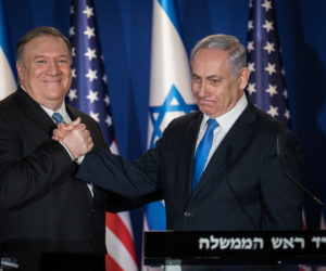 Prime Minister Benjamin Netanyahu and United States Secretary of State Mike Pompeo. (Hadas Parush/Flash90)