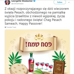 Ambassador to Poland Passover tweet