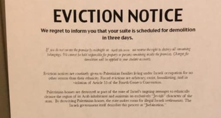 Anti-Israel students target Emory University dorms with mock eviction notices