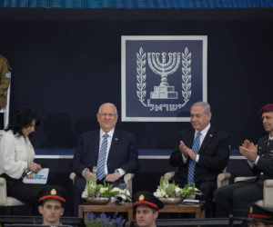 Israeli President Reuven Rivlin, IDF Chief of Staff Aviv Kochavi and Prime Minister Benjamin Netanyahu. (Noam Revkin Fenton/Flash90)