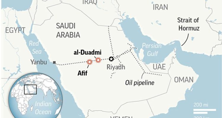 Saudi Arabia reports oil pipeline hit by drones