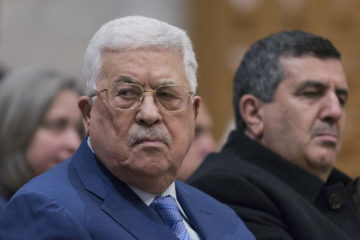 Palestinian President Mahmoud Abbas, left. (AP Photo/Nasser Nasser, Pool)