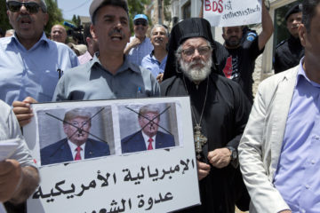 Palestinian anti-Trump protesters in Ramallah. (AP Photo/Nasser Nasser)