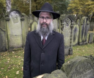 Rabbi Shlomo Bistritzky, who was harassed in Hamburg. (dpa via AP/Axel Heimken)