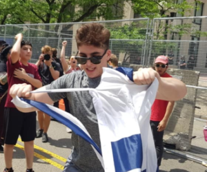 During a counter-protest to a KKK rally in Dayton, Ohio some Vandalized the Israeli flag.