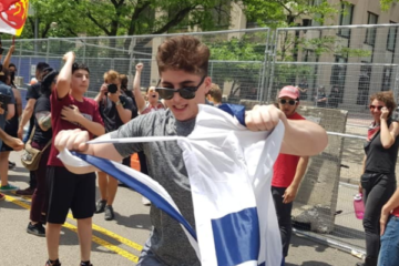 During a counter-protest to a KKK rally in Dayton, Ohio some Vandalized the Israeli flag.