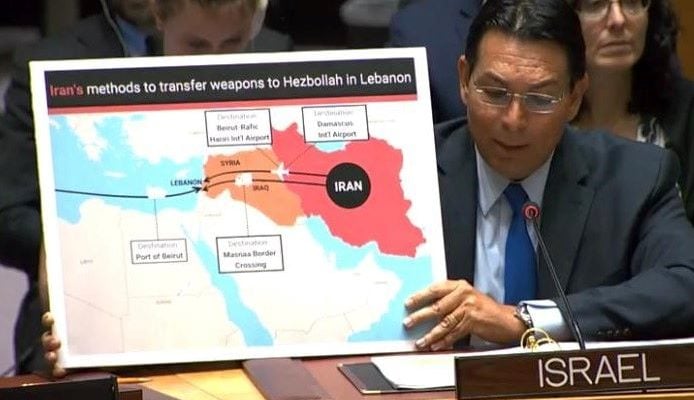 Israel exposes Iran-Hezbollah weapons smuggling routes into Lebanon at UN