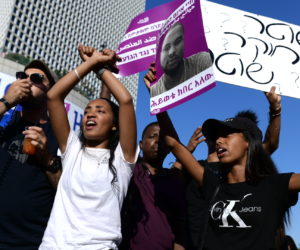 Ethiopian Israelis protest following the death of 19-year-old Solomon Tekah. (Flash90/Tomer Neuberg)
