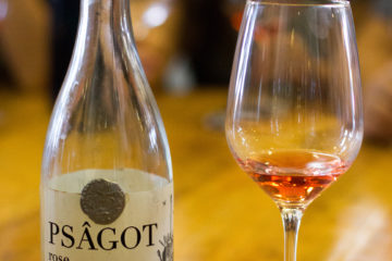 A bottle and glass of wine in the Psagot winery in Judea and Samaria