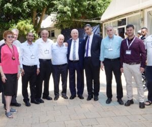 President Reuven Rivlin, fifth from right, at conference for heads of religious Zionist institutions and organizations.