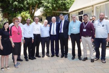 President Reuven Rivlin, fifth from right, at conference for heads of religious Zionist institutions and organizations.