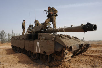 Israeli soldiers on the Gaza border (