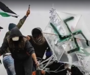 Palestinians with Swastika Kite
