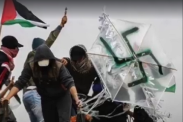 Palestinians with Swastika Kite
