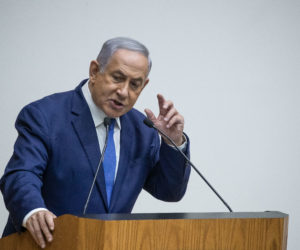 Israeli Prime Minister Benjamin Netanyahu speaks during a discussion at the Knesset in Jerusalem on September 11, 2019.