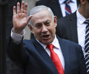 Israeli Prime minister Benjamin Netanyahu leaves 10 Downing Street, in London, Thursday, Sept. 5, 2019.