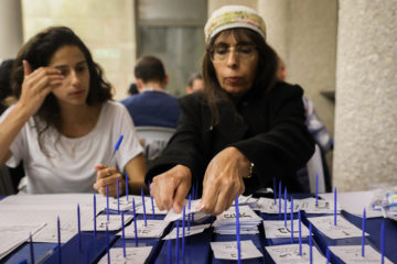 Counting votes after the Knesset election.