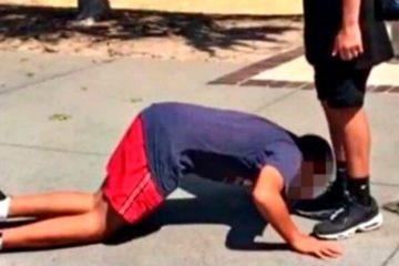 Jewish boy forced to kiss the shoes of a Muslim classmate in Melbourne, Australia.