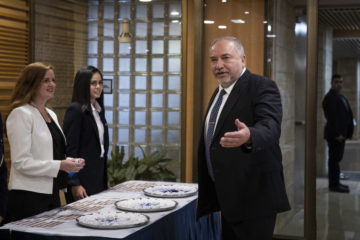 Israel Beytenu chairman Avigdor Liberman arrives at the inauguration of the 22nd Knesset, October 3, 2019