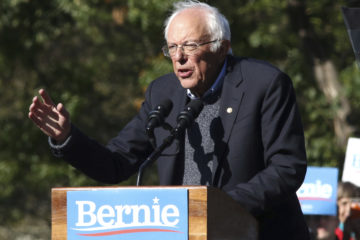 Democratic presidential candidate Sen. Bernie Sanders, I-Vt., speaks at the "Bernie's Back Rally" at Queensbridge Park, Long Island City on Saturday, Oct. 19, 2019, in New York