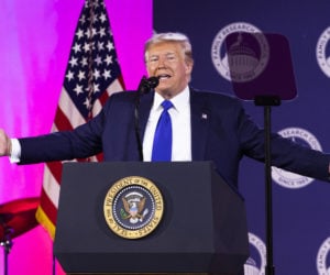President Donald Trump speaks at the Values Voter Summit in Washington, Saturday, Oct. 12, 2019.