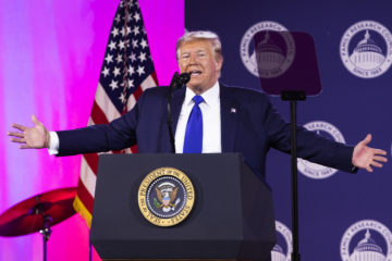 President Donald Trump speaks at the Values Voter Summit in Washington, Saturday, Oct. 12, 2019.