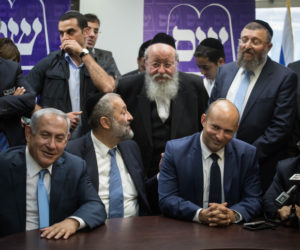 Benjamin Netanyahu, with members of right-wing orthodox parties