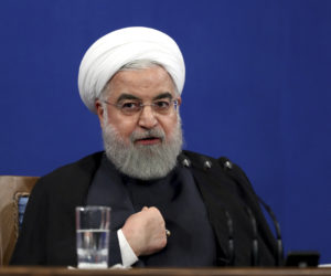 Iran's President Hassan Rouhani gives a press conference in Tehran, Iran, Monday, Oct. 14, 2019.