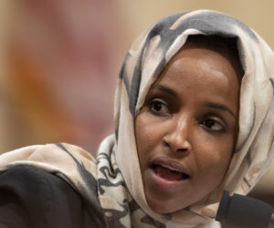 House Subcommittee on Intelligence and Counterterrorism member Rep. Ilhan Omar, D-Minn., speaks during a hearing on "meeting the challenge of white nationalist terrorism at home and abroad" on Capitol Hill in Washington, Sept. 18, 2019.