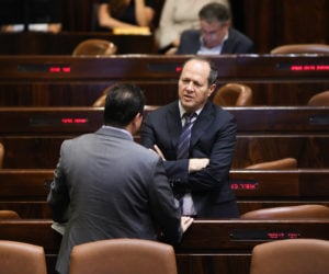 Likud MK Nir Barkat in the Knesset chamber