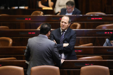 Likud MK Nir Barkat in the Knesset chamber