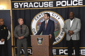 Peter Fitzgerald from the FBI addresses questions about a series of racist messages and hate crimes that have occurred at Syracuse University in the last two weeks, during a news conference on Nov. 19, 2019.