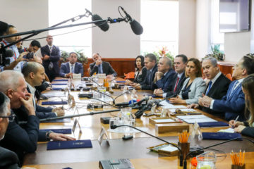 Benjamin Netanyahu during his weekly cabinet meeting